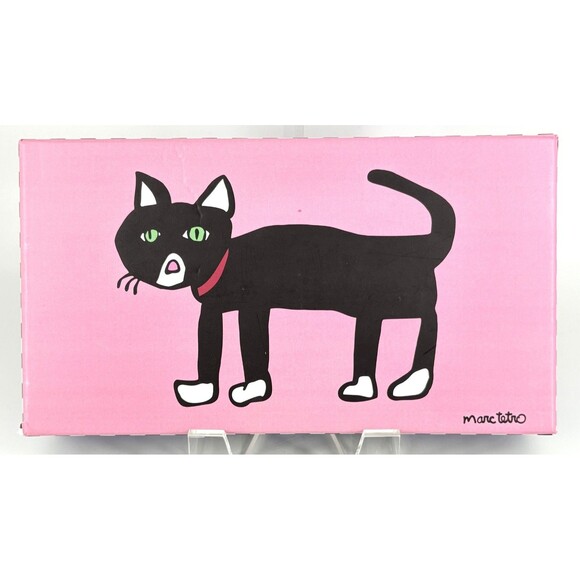 NWT Marc Tetro 8” Pink With Black Cat Zip Faux Leather Wallet w/Box - Picture 6 of 6